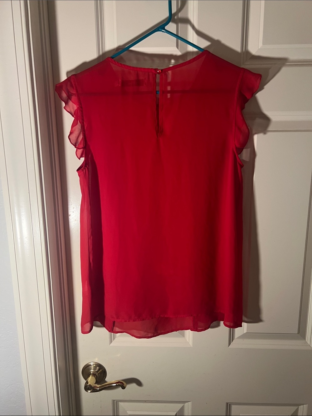 JustFab Red Ruffle Sleeve Blouse - Picture 3 of 3